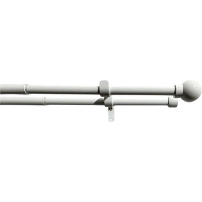 Dvojitá záclonová souprava roztaž. Koule 16/19 mm bílá, 120 - 230 cm