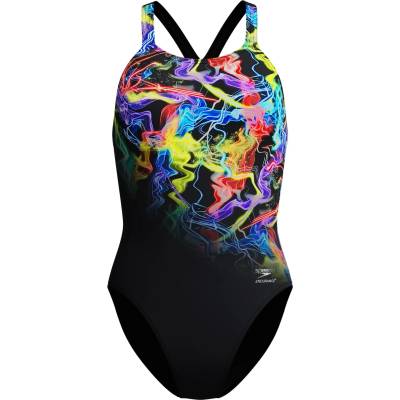 Speedo Дамски бански костюм Speedo Women's Placement Printed Powerback Swimsuit - Static Volta / Anthracite - размер 34 (EU) (150-5721-0217)