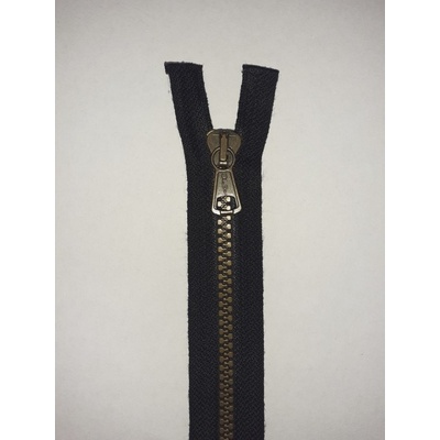 Zip kostěný, černá+bronz, RŮZNÉ DÉLKY 16 cm