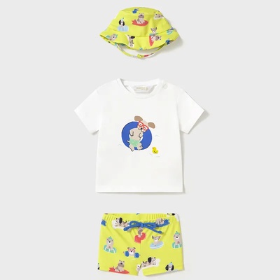 MAYORAL Комплект за плаж с шапка неон с кученца за бебе момче Майорал