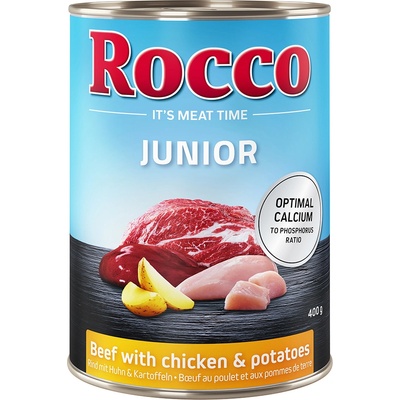 Rocco 6х400г Junior Rocco консервирана храна за кучета - говеждо и пиле с картофи