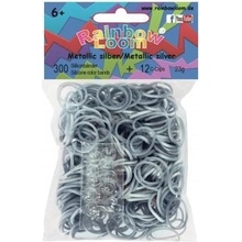 RAINBOW LOOM Original gumičky 300 kusov strieborná metalíza