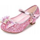 Sandále balerínky trblietavé pre dievčatko ružové