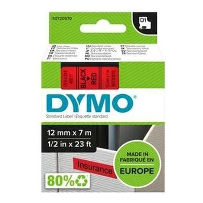 Páska do štítkovača, 12 mm x 7 m, DYMO "D1", červená-čierna
