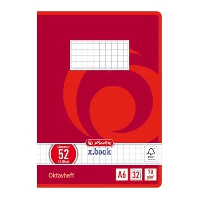 Herlitz A6 32 листа кариран червен тефтер 00413633 (00413633)