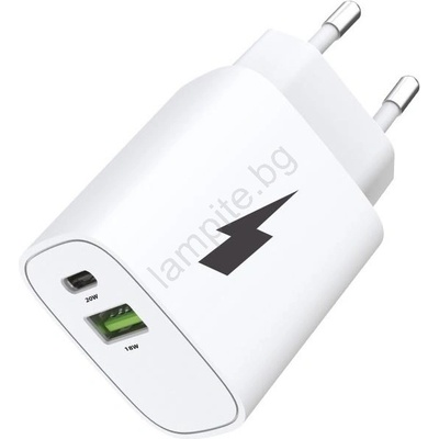 WINNER GROUP-WG - Адаптер за бързо зареждане 1xUSB-C + 1xUSB-A PD 20W бял (WN0053)