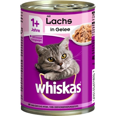 Whiskas 15x400г сьомга в желе 1+ Whiskas консервирана храна за котки