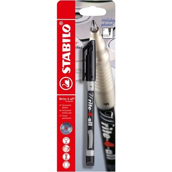 STABILO Перманентен маркер в блистер, Stabilo, Write-4-All, Фин писец F, Черен (STB-13842)