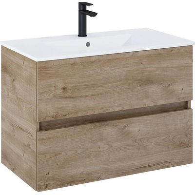 Roca Шкаф Unik N-Cube, 800 x 430 x 565 mm, базов модул с 2 чекмеджета и умивалник, rural oak (A852505808)