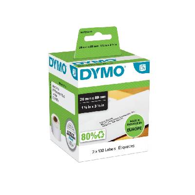 Štítky pro LabelWriter Dymo - 89 x 28 mm, bílá, 2 x 130 ks