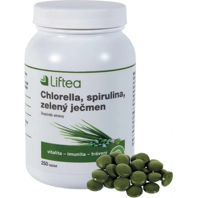 Liftea Chlorella Spirulina zelený ječmen 250 tabliet