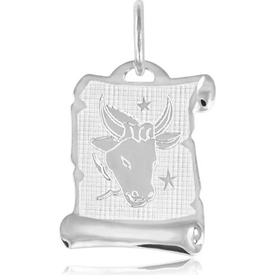 Gemmax Zlatý přívěsek na pergamenu s gravírováním v bílém zlatě znamení BÝK GUPWN 58291
