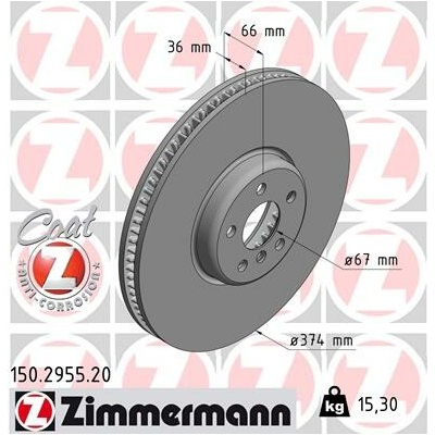 Brzdový kotúč ZIMMERMANN 150.2955.20 (150295520)