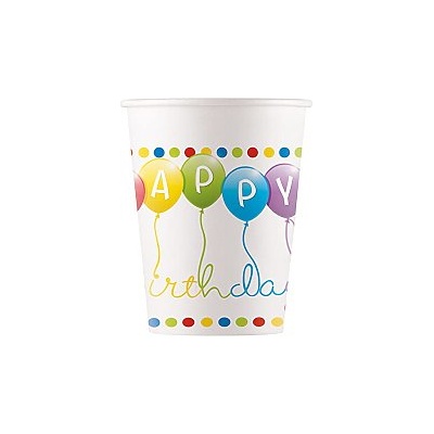 Procos Качествени компостируеми чаши - Честит рожден ден 8 бр