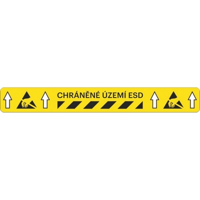 Univerzální podlahové značení s potiskem WT-5229, ''Chráněné území ESD'' – polyester, 5 m × 75 mm