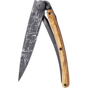 DEEJO 1gb512 tattoo serration black / Ултралеко джобно ножче с частично назъбено острие и татуировка (1gb512)