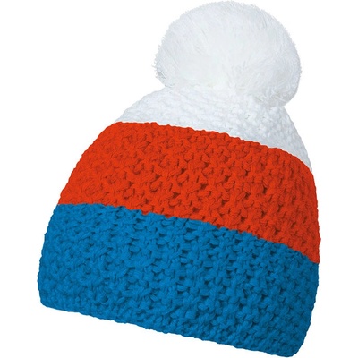 coFEE Zimní čepice Cable knit královská modrá-oranžová-bílá