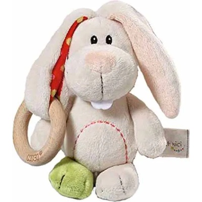 NICI Мека играчка с дървен ринг Nici - Заекът Тили, 15 cm (37879)
