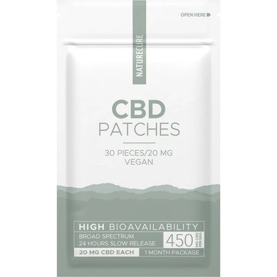 Nature Cure CBD Náplasti širokospektrálne, 600 mg CBD, 30 ks x 20 mg