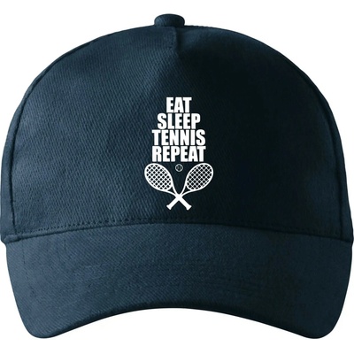 Eat sleep tennis so zahnutým šiltom a mosaznou sponou Tmavomodrá takmer čierna