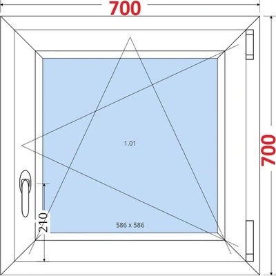 SMART Plastové okno 70x70, Otevíravé a sklopné