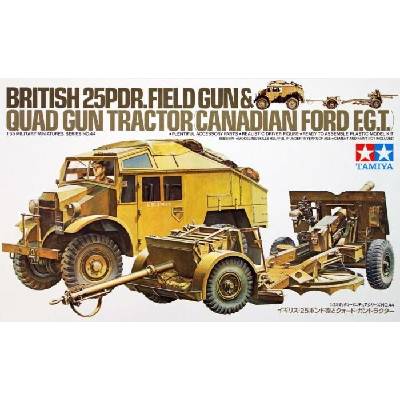 Tamiya British 25Pdr. Field Gun & Quad Gun Tractor Canadian Ford F.G.T. 1:35
