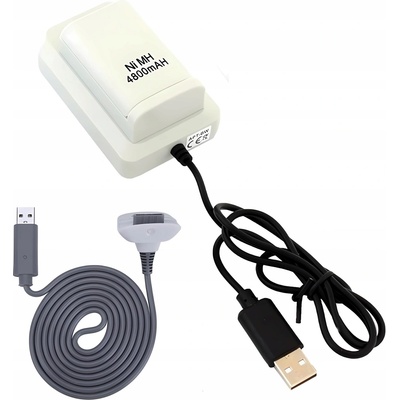 APT KX7B 2x XBOX 360 Baterie USB kabel, bílá