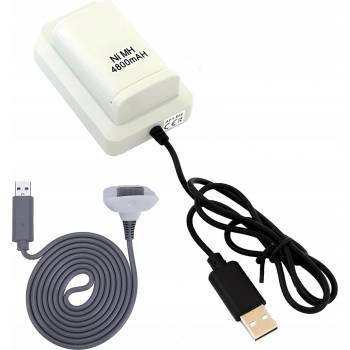 APT KX7B 2x XBOX 360 Baterie USB kabel, bílá