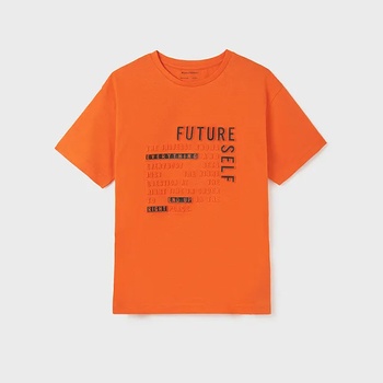 MAYORAL Тениска с къс ръкав embossed в оранжево с контрастни надписи за момче Майорал