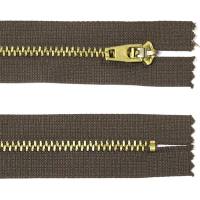 Kovový zip no.3 nerozepínací 10cm mosazné zlaté zoubky - více barev color: 704 tmavě hnědá