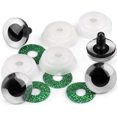 Prima-obchod Oči glitrové s pojistkou Ø20 mm, barva 3 zelená