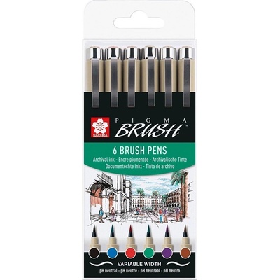 Technické linery SAKURA Pigma Micron BRUSH, 6 ks