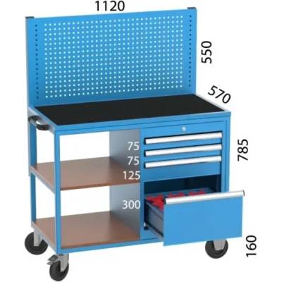 KOCEL Cnc МОБИЛЕН ШКАФ С 2 РАФТА, 4 ЧЕКМЕДЖЕТА, ПАНЕЛ kocel- 2350 (2350)