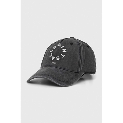 AllSaints Памучна шапка с козирка AllSaints в сиво с апликация (29AS101530)