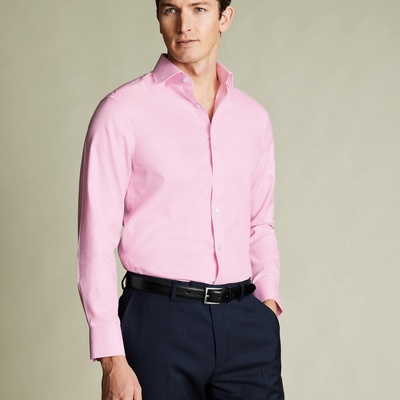 Charles Tyrwhitt Non-Iron Twill košile extra slim fit štandardná klasické gombíky pink