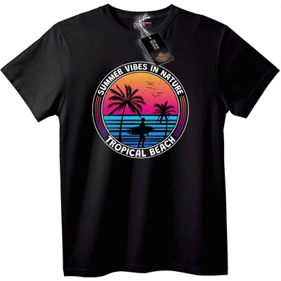 NOONEBRAND Тениска Лятни Тропически Плажни Вибрации - 3XL, Black