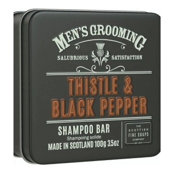 Scottish Fine Soaps Pánský tuhý šampon v plechu Černý pepř a ostropestřec 100 g