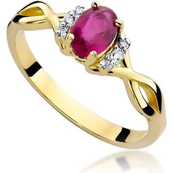 VIPgold Zlatý diamantový prsteň s rubínom RG142Rz v žltom zlate