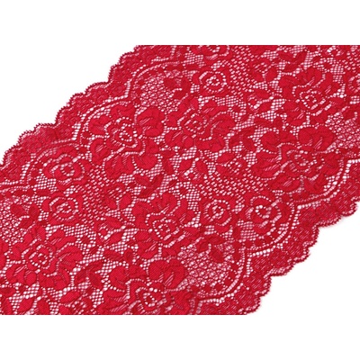 Elastická krajka / vsadka / běhoun šíře 18 cm, střední, 4 červená tmavá – Hledejceny.cz