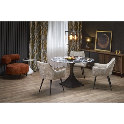 Bogdan Furniture Europe Трапезна маса manuel кръгла черен мрамор/черно