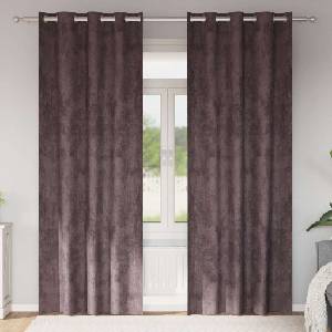 Pure Line Home Кадифени завеси в цвят тъмнокафяв с метални халки, 2 бр. , 140 x 225 см