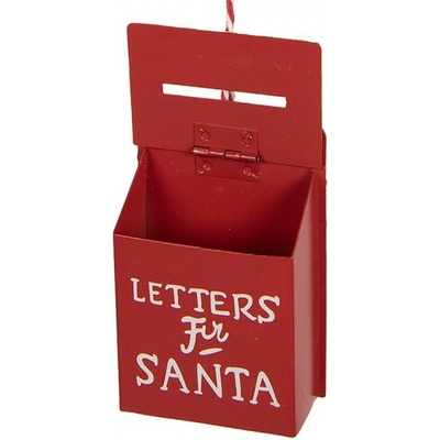 Clayre & Eef Červená kovová závěsná dekorace poštovní schránka Santa - 5*3*8 cm