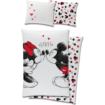 Carbotex obliečky Mickey and Minnie LOVE Bavlna 70x90 140x200