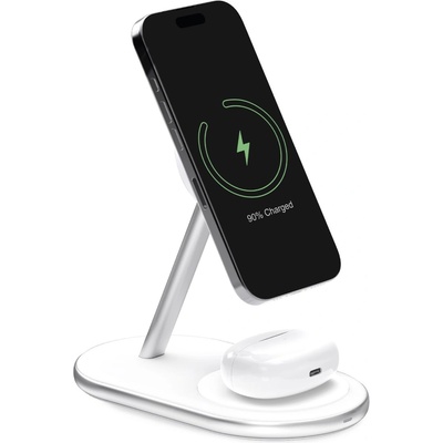 Зарядна станция от 2in1 Puro Mag Station Wireless Charging Station for Phone and Headphones - White (8018417500381)