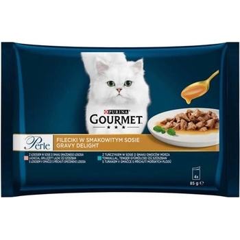 Gourmet Perle Gravy Delight s lososem & tuňákem v omáčce 4 x 85 g