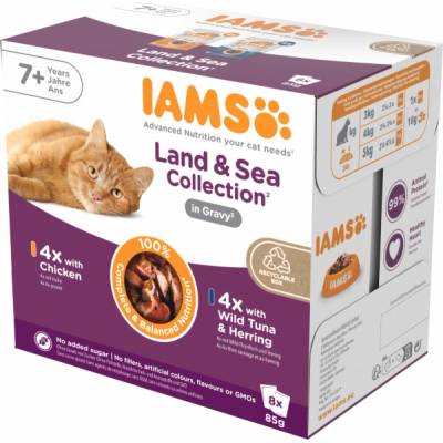 IAMS DELIGHTS Senior Land & Sea Collection in Gravy box 8 x 85 g