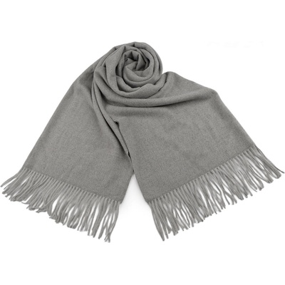 Šátek typu pashmina s třásněmi 11 šedá