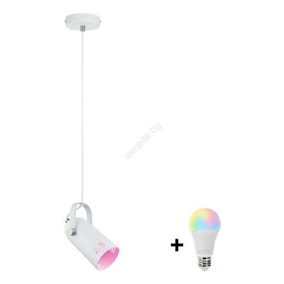 79767 - LED RGBW 1xE27/15W Полилей на кабел LAVEA 230V бял (LEDW4786B)