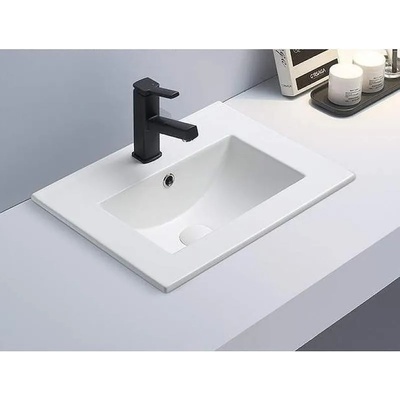 Inter Ceramic Мивка за баня ICC 6066MW, монтаж върху мебел, порцелан, бял мат, 61x46.5x17см (6066MW)