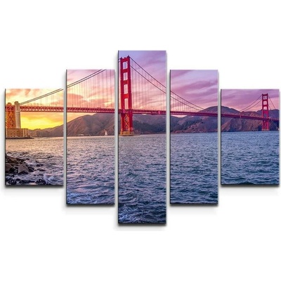 Sablio Obraz - 5-dílný Golden Gate 5 - 125x90 cm